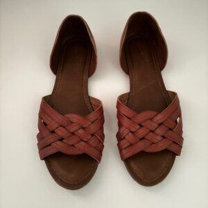 Woven Brown Leather Sandals